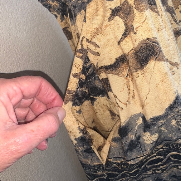 ORVIS midi skirt, #cottagecore, petroglyphs, fathered with elastic waist L EUC - Picture 8 of 12